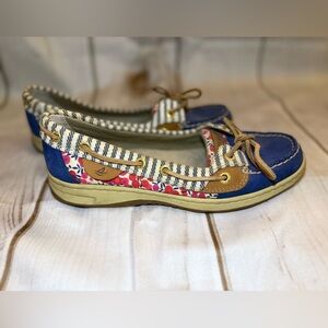 Sperry Blue and Tan Floral Loafers